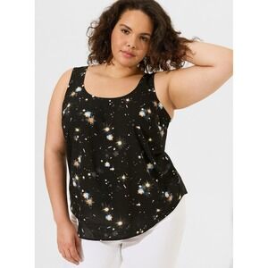 TORRID Challis Back Criss Cross Tank in Explosion Peacoat Print‎ Size 2X Black